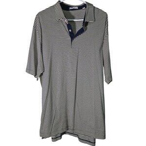 Peter Millar Men’s XL Polo Navy White Striped Cotton Shirt Coastal Golf Style